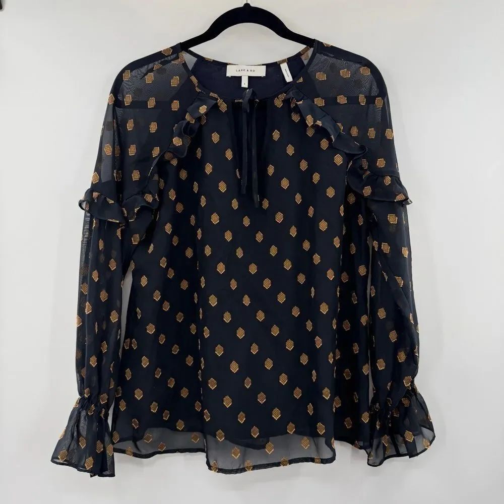 3For $20 Lark & Ro Navy Blouse with Gold Pattern Blouse size: 6